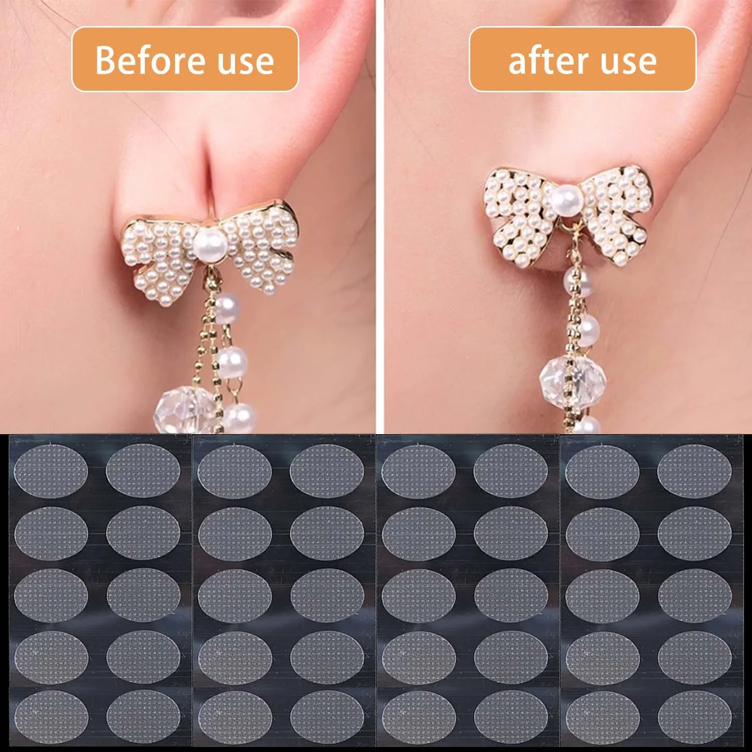 ملصقات واقية لقصات الأذن غير المرئية للاستعمال مرة واحدة لردهات الأذن الممتدة، لاصق شفاف يخفف من رقعة القرط الثقيلة #3