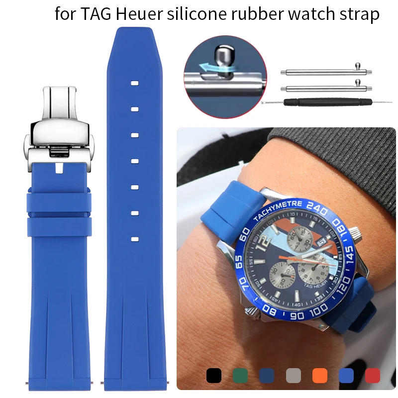 Quickly release FKM rubber watch strap for TAG Heuer F1 CARRERA MONACO Replace Wristbands Silicone watch band 19 21 22 24mm