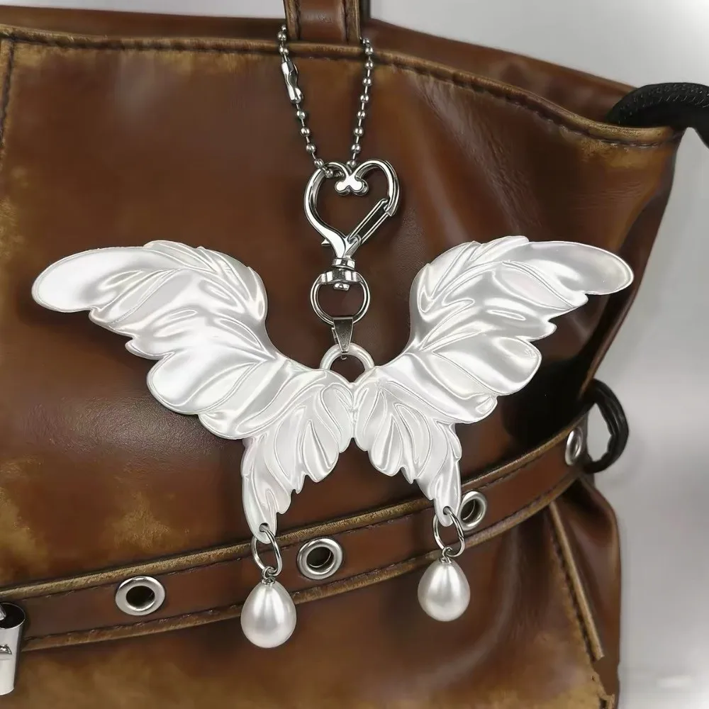 Resin Imitation Pearl Bag Charm Butterfly Shape Trendy Style Butterfly Keychain Tassel Design Keychain Pendant Gift For Friends