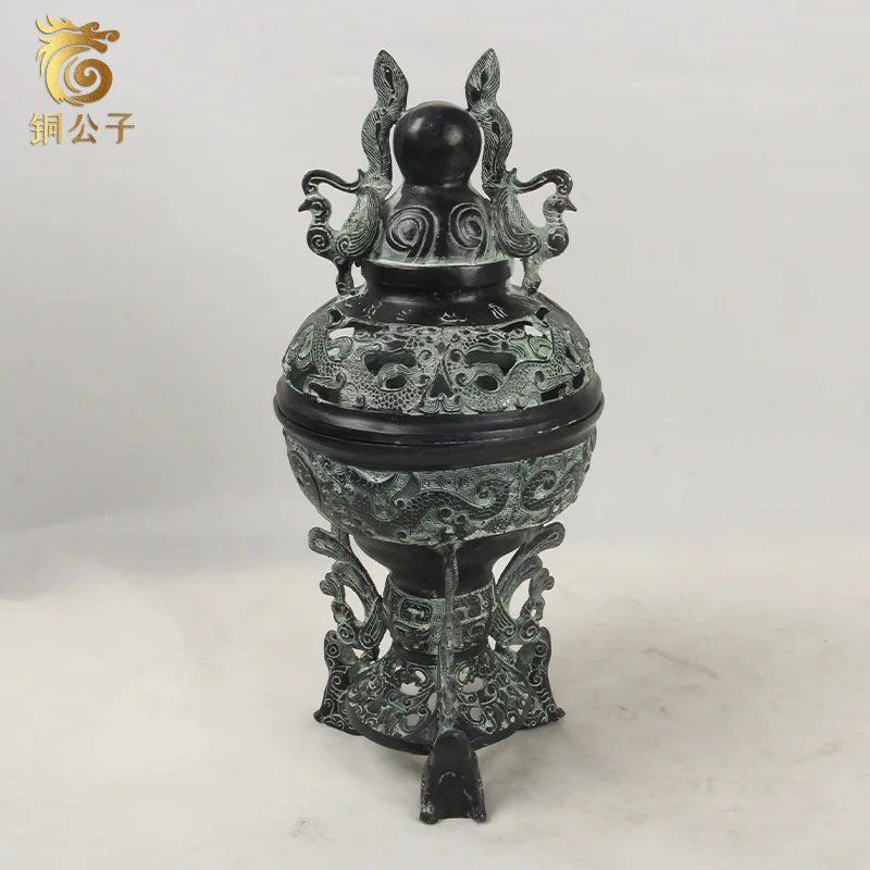 Three Frogs Antique Bronze Craft Animal Shape Retro Incense Burner Home Decor Prop