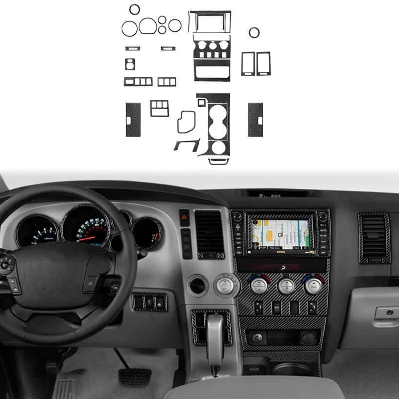 

For Toyota 2007-2013 Soft Carbon Fiber Center Console Full Set Interior Kit Cover Sticker Trim Replacement 29Pcs