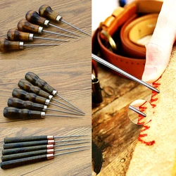 Durable Awl With Wooden Handle Piercing Leather Edge Hole Punches Sewing Stitching Positioning Drill Needle Binding Supplies