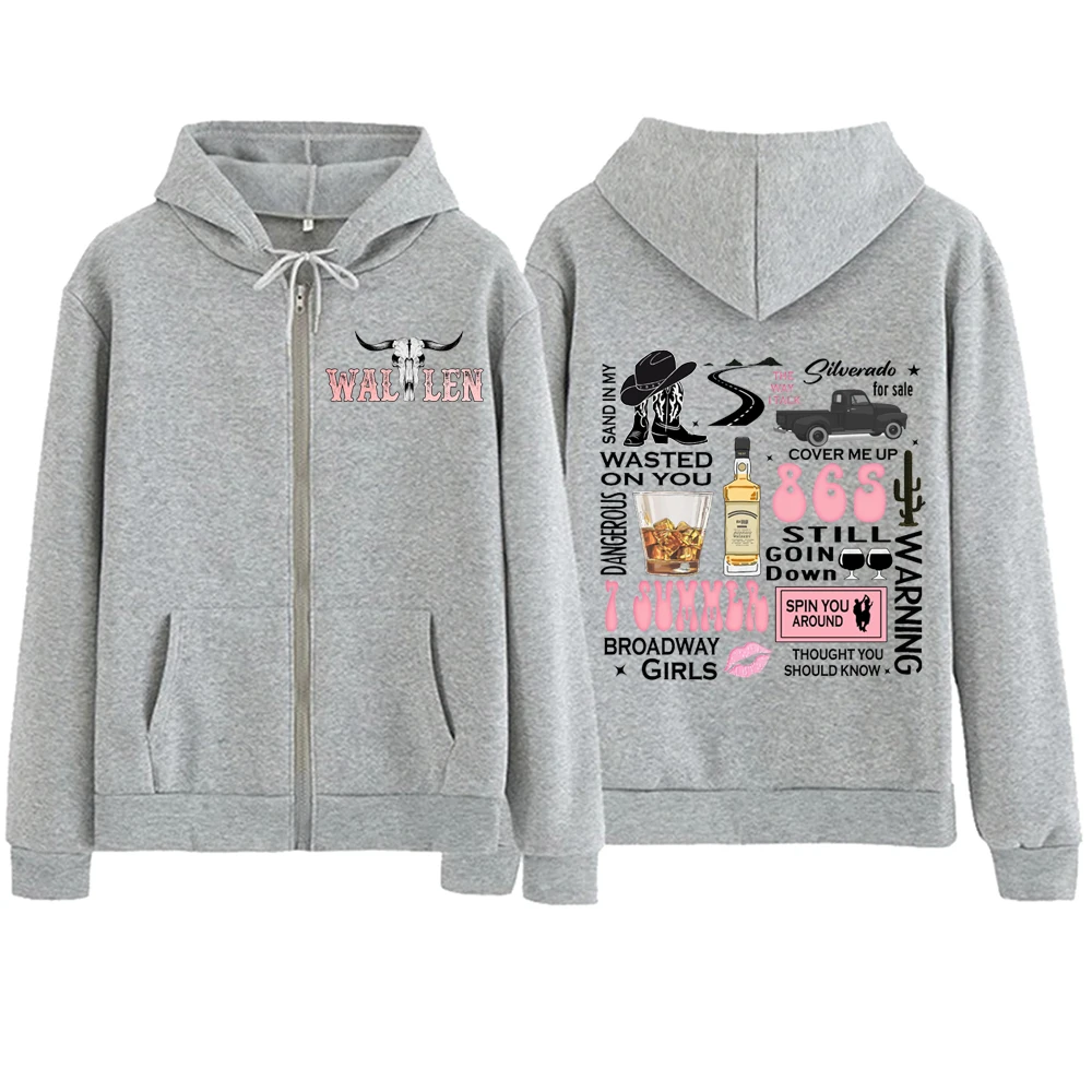 Morgan Wallen Zipper Hoodie Harajuku Pullover Tops Popular Music Sweatshirt