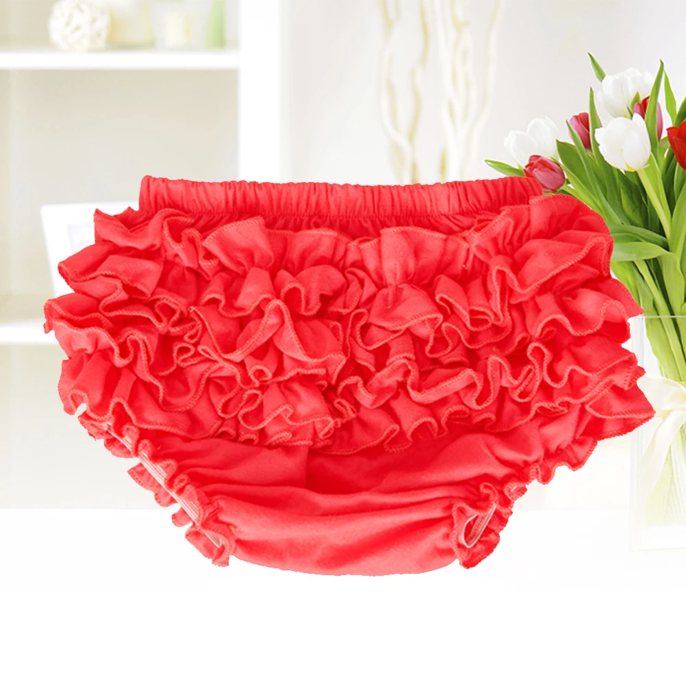 

Baby Girl Ruffle Lace Pure Cotton Panties Diaper Cover Size L Red Breathable Moisture Absorption Baby Girl Diaper Cover Bloomers