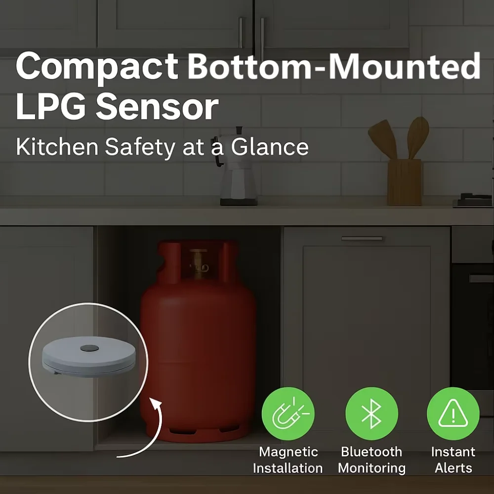 Wireless Bluetooth Gas Level Check Gauge Ultrasonic Level Sensor LPG Cylinder Propane Level Indicator Monitoring with Alarm