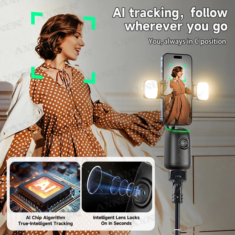 P05 AI Smart Gimbal 360° Auto Follow-Up Face Tracking Gimbal All-in-One Phone Holder for Smartphone Video Live Stabilizer Tripod