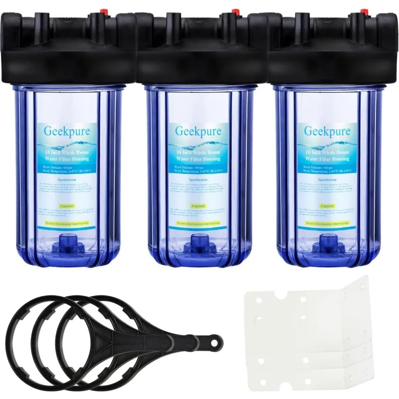 10 Zoll großes klares Wasserfilter gehäuse für die Wasser filtration im ganzen Haus mit Schraubens chl üssel halterung-1 "Anschluss-4.5" x 10"