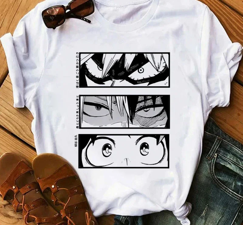 Japanese Anime My Hero Academia Graphic Print T Shirt Fashion Casual Crew Neck Short Sleeve Plus Size T Shirt Women