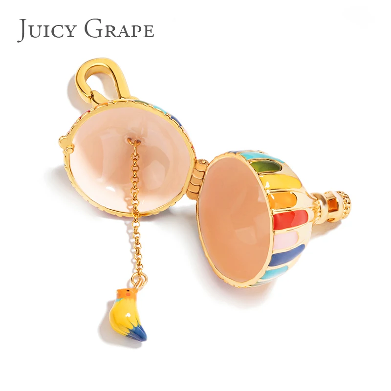 Hot Air Balloon Little Yellow Chicken Easter Egg Charms Necklace Keychain Sweater Chain Handmade Enamel Jewelry 18K Gold Plated