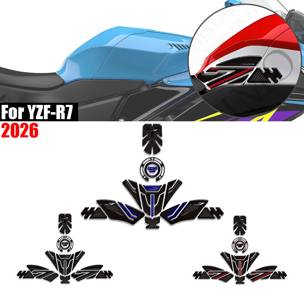 For Yamaha YZF-R7 YZFR7 YZF R7 2026 Motorcycle 3D Tank Pad Fuel Cap Knee Grip Protector Fairing Fender Stickers Decals Kit