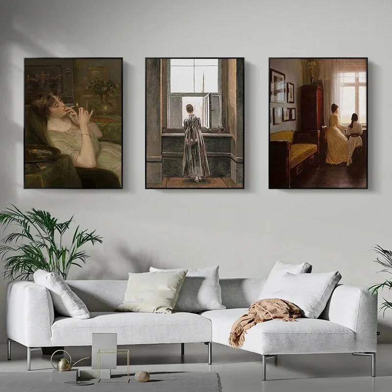 عصر النهضة المرأة صورة المشارك خمر الفيكتوري المؤنث قماش اللوحة موضة جدار ديكور فني جدارية غير المؤطرة