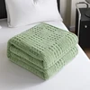 Solid Color Waffle Jacquard Blanket Multi-Functional Comfortable Cotton Velvet Blanket Nap Blanket for Home, Office, Sofa 1