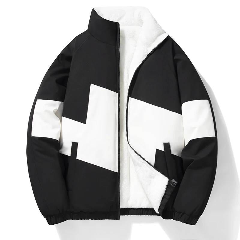 

Men Parkas Thick Warm Winter Jacket Fleece Lined Quilted Jacket Loose Fashion Casual Cotton-Padded puffer Coat Outwear