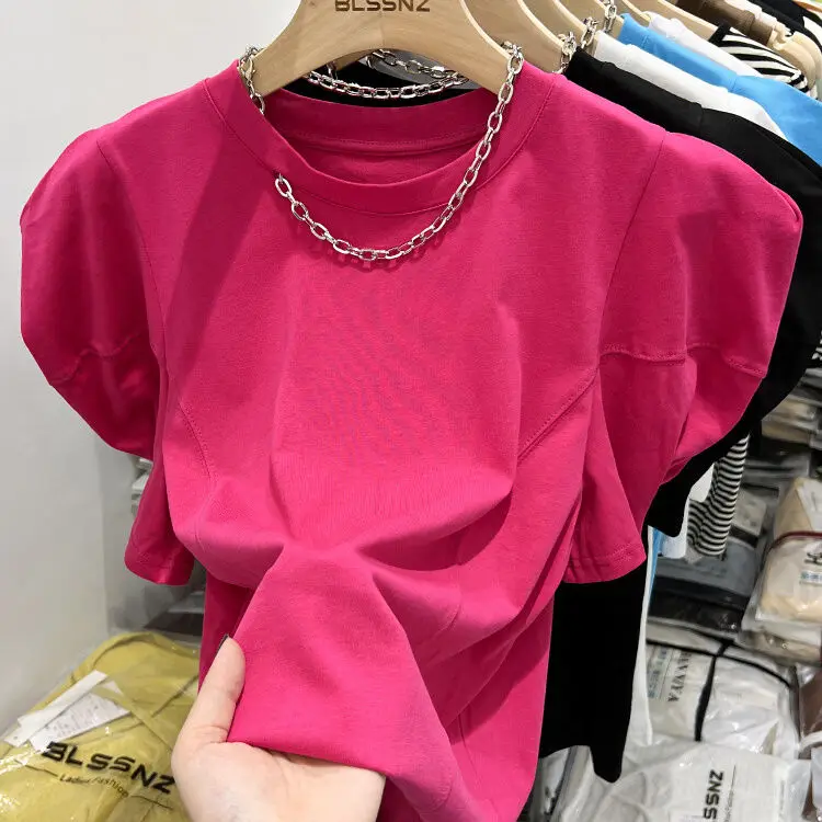 

Y2k Top Ropa De Mujer, футболки с короткими рукавами и цепочкой, рубашки Kpop 2025, женские весенне-летние новые укороченные топы, одежда