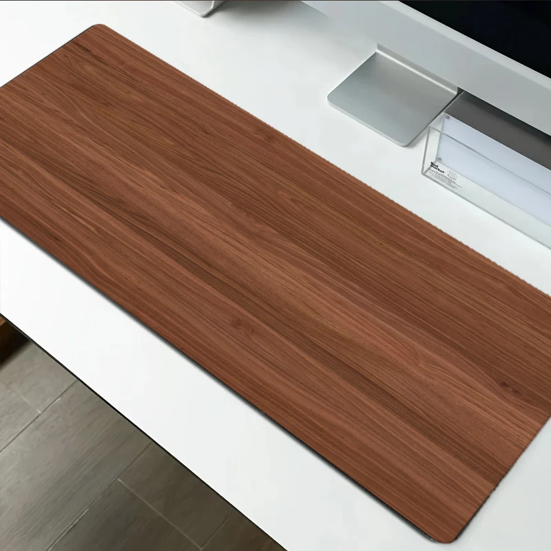 Mouse Pad Desk Pad Extended Mouse Mat Wood Grain Large Computer Keyboard Desk Mat Desk Pad with Non-Slip Base and Stitched Edge