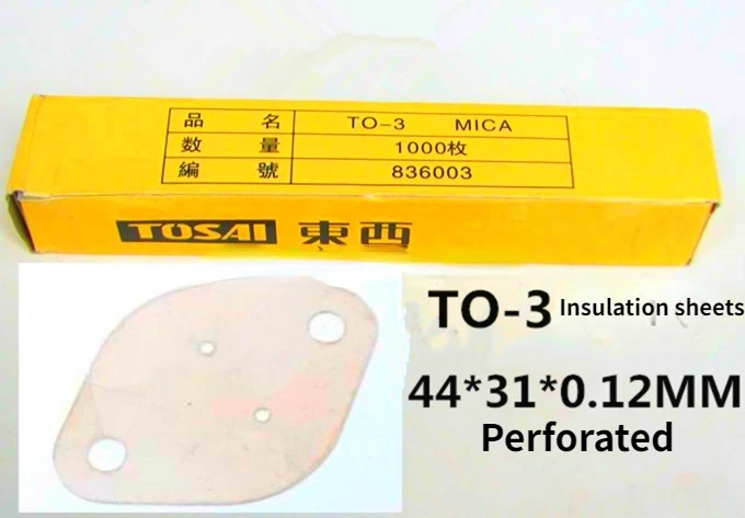 High Quality Imported Natural Mica Sheet Insulating Sheet TO-3 31*43*0.12mm Perforated 1 Box of 1000 Sheets