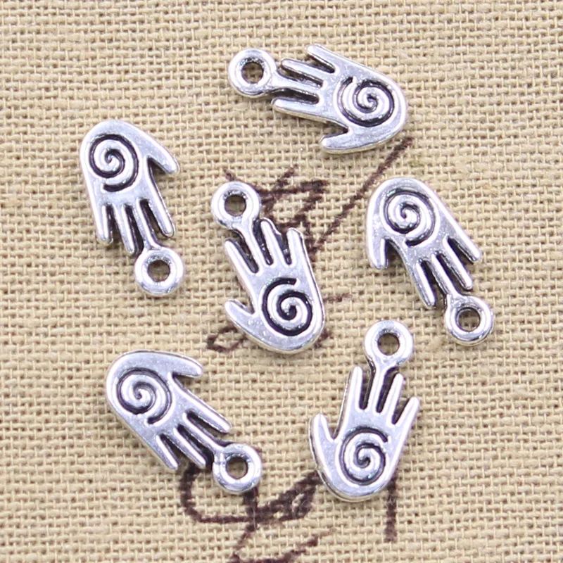 30pcs Charms Spiral Screw Hand Helix 15x8mm Antique Silver Color Pendants Making DIY Handmade Tibetan Finding Jewelry