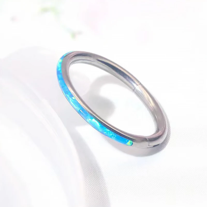 New Steel  Septum Piercing Nose Ring 8-10mm Opal Hinged Segment Clicker Ear Cartilage Earrings Helix Lip Piercing Body Jewelry