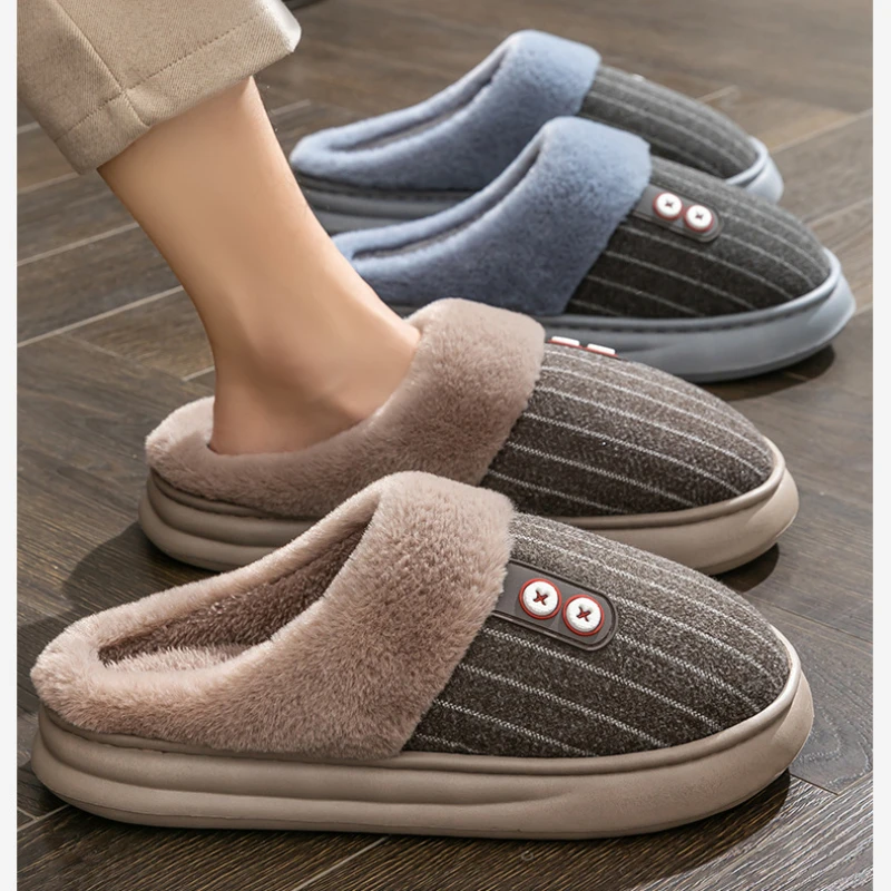 Plush Cotton Slippers for Men Autumn and Winter EVA Soles for Home Use Warm and Lightweight Indoor Flooring