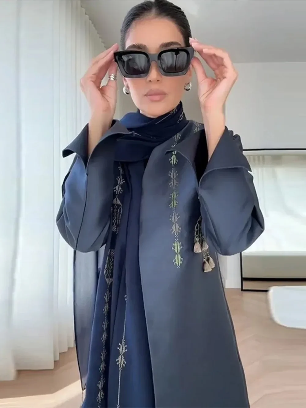 Eid Women Abaya Trench Long Coat Muslim Cardigan Dubai Vestidos Largos Kaftan Arab Robe Party Caftan Jalabiya Ramadan 2026 5