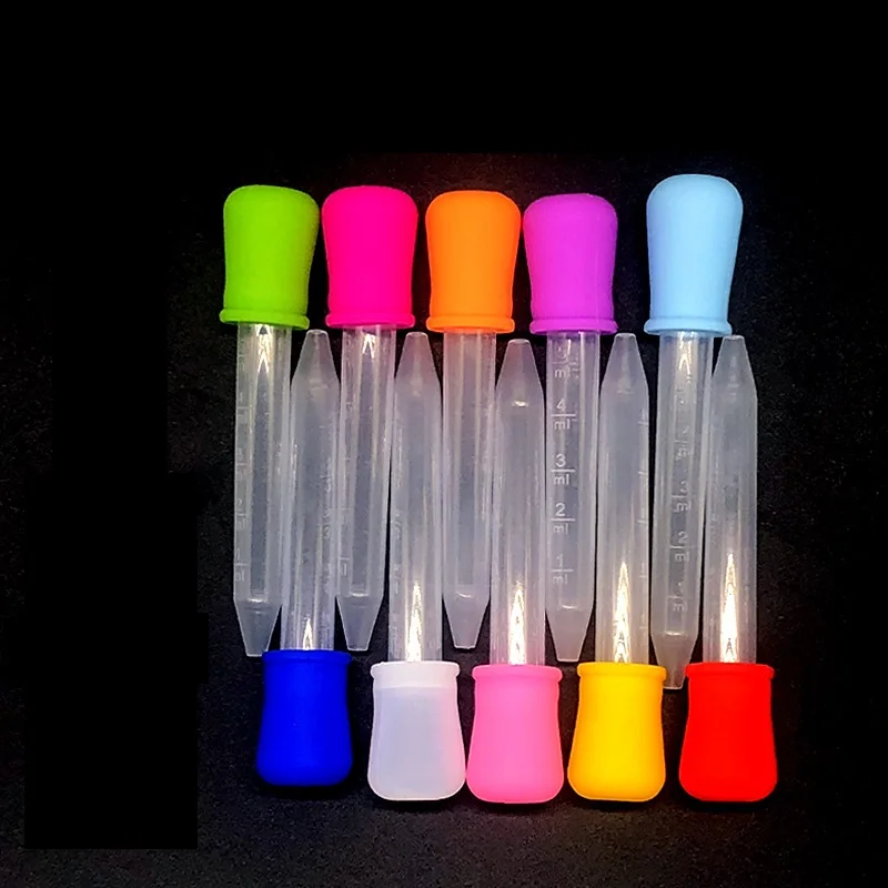 Imagem -04 - Pequeno Conta-gotas Pipeta Plástica de Silicone Suprimentos de Laboratório Escolar Medicina Suco Água Líquido Olho Orelha 5ml Pcs