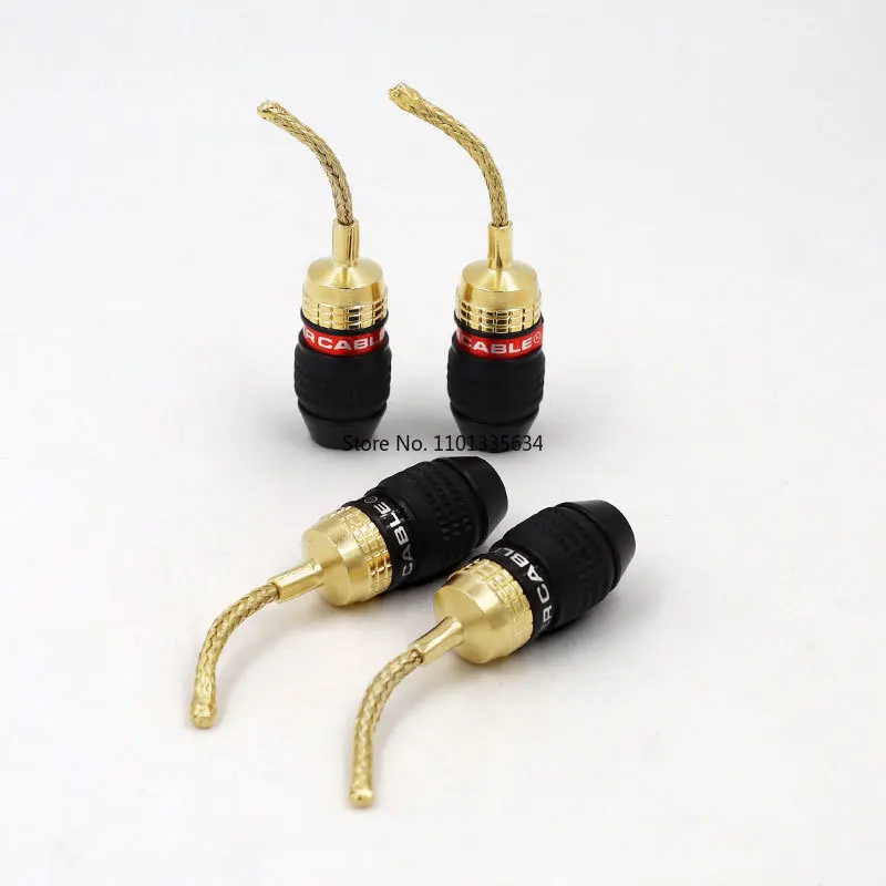 4Pcs/lot 2MM Monster Copper Wire Gold-Plated Banana Plug Speaker Wire Plug Braided Wire Plug Connector