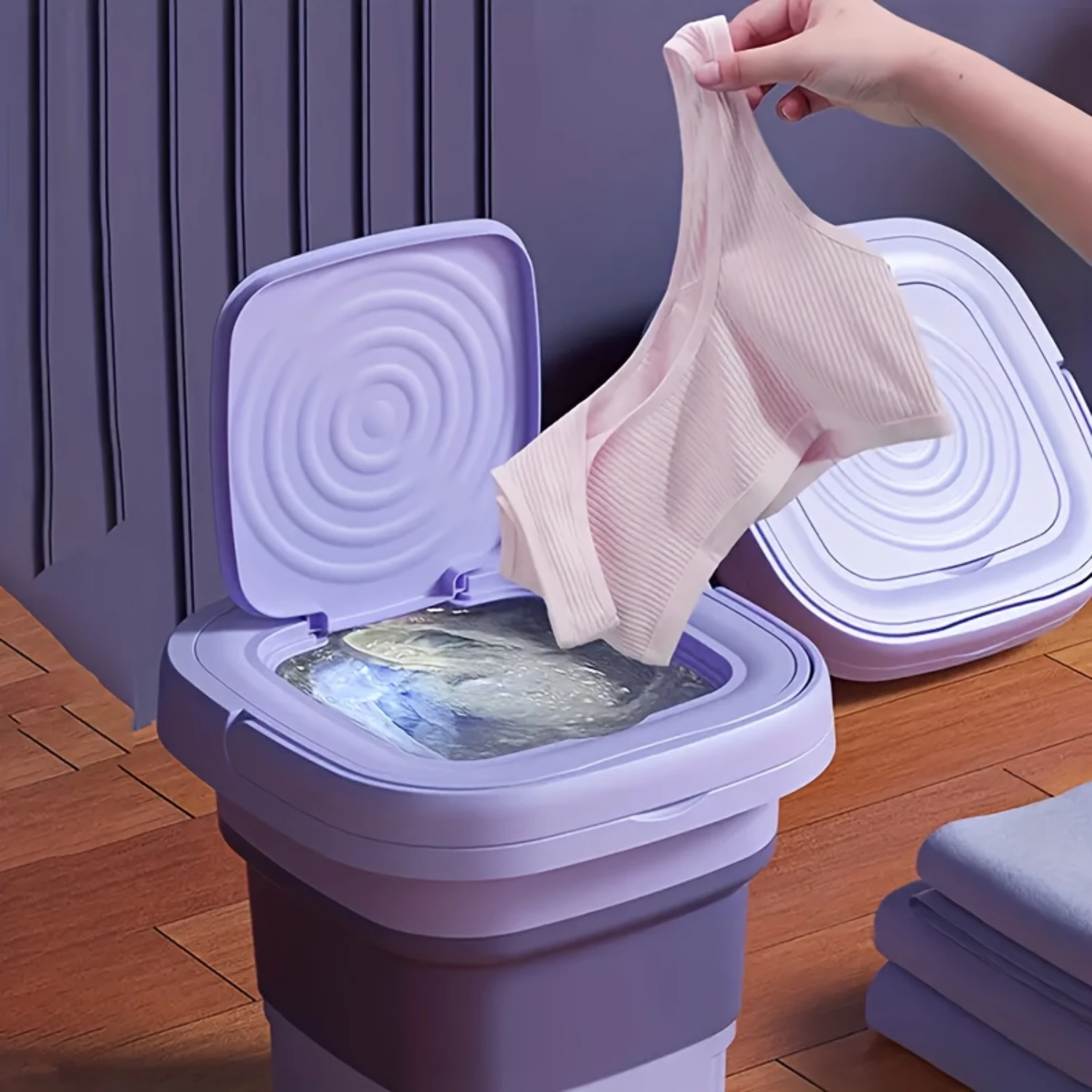 Portable Mini Washing Machine - 8L Capacity, Ideal For Underwear, Socks, Baby Clothes, Toys, And Travel,  Plug Included