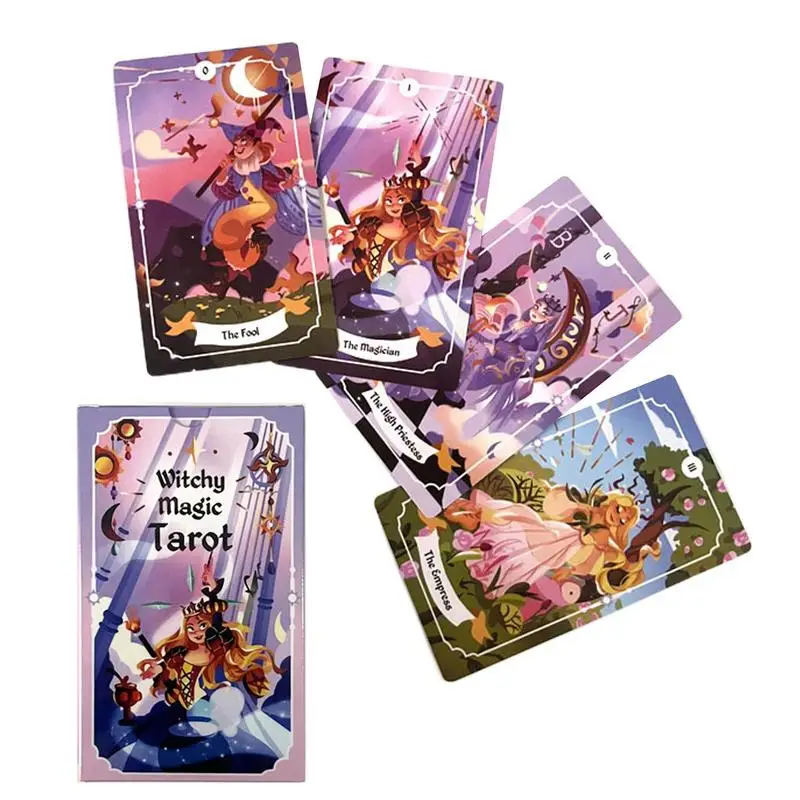 Carte dei tarocchi Witchy Magic Tarot Carte Oracle Edizione inglese Carte da divinazione Gioco dei tarocchi Regalo per maghi Gioco delle notti di