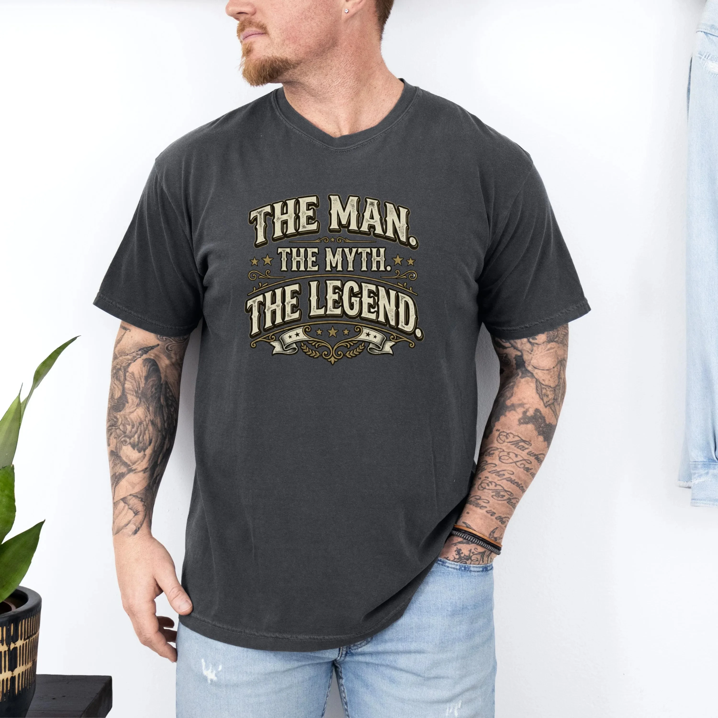 The Man The Myth The Legend T Shirt Vintage Western Tee Funny Men's Shirt Retro Typography Tee, Gift for Him Classic Fashion