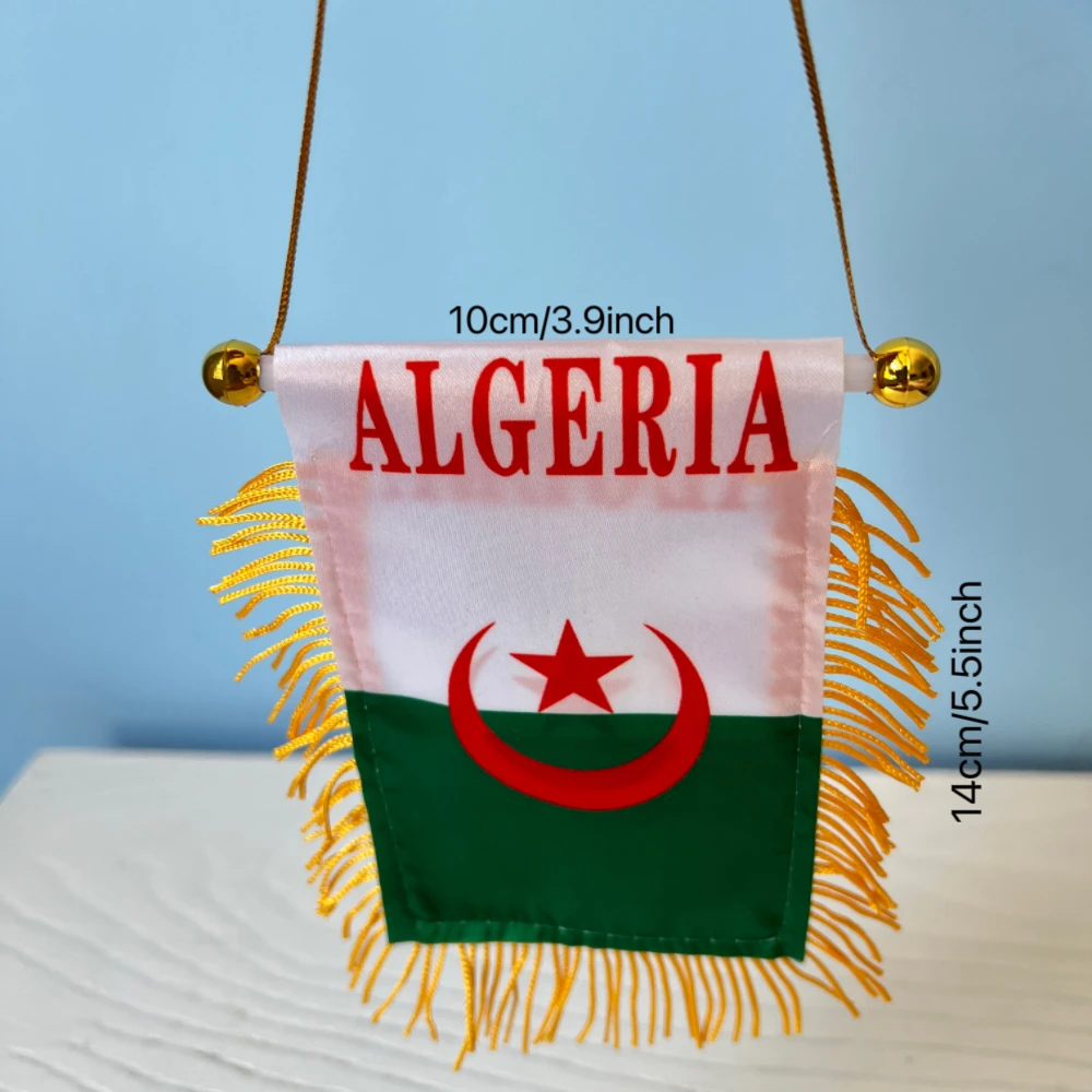 10*14cm Algeria Double Sided National Flag Hig Flag Mini Double Sided Printed Blackout Cloth Hanging National Flag