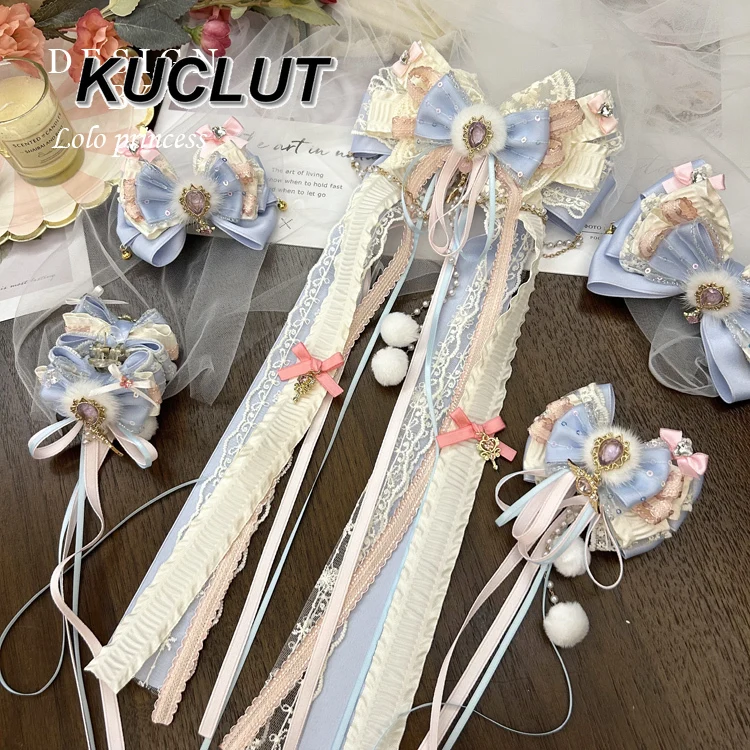 Accesorio de Cosplay para niña, accesorios para el cabello de moda Lolita para mujer, tocado nuevo dulce y bonito, pinza para el pelo con lazo hecha a mano