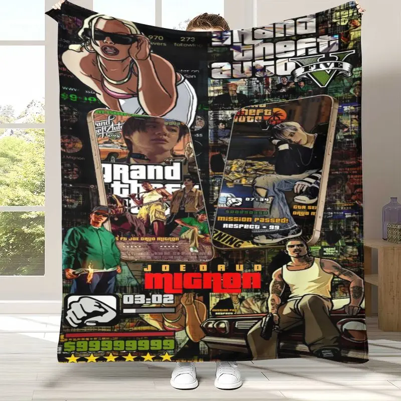 Game G-GTA San Andreas Soft Flannel Throw Blanket,Cozy Warm Blanket for Bed,Sofa,Living Room,Picnic,Camping,Home Decor,Gift