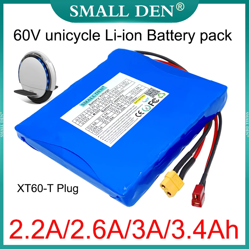 60V 2.2Ah 2.6Ah 3Ah 3.4Ah 18650 Rechargeable Lithium battery pack 16S1P HG2 NCR18650B For self balance scooter electric unicycle