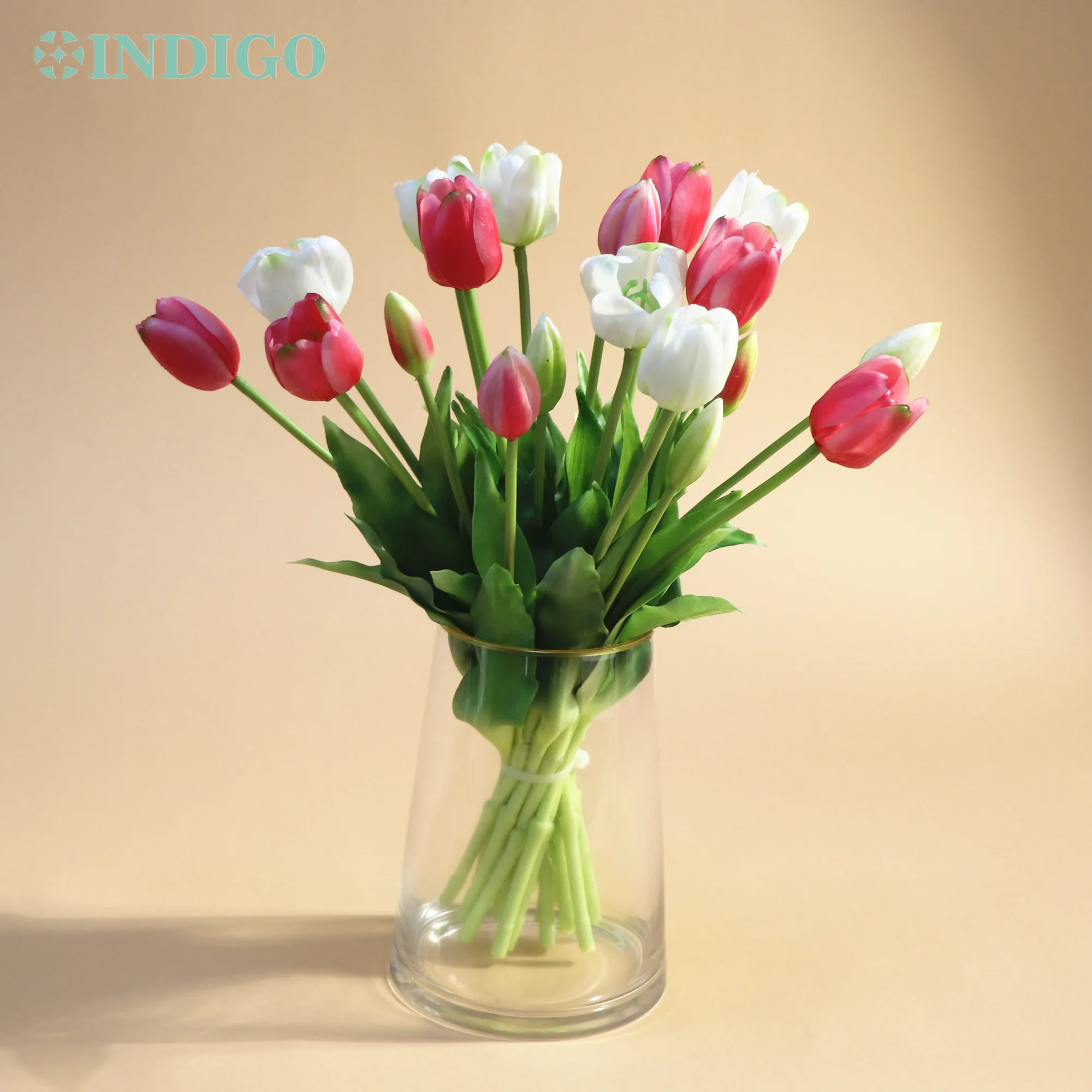 INDIGO-Silicone Tulip Bouquet, Artificial Flower, Real Touch, Calla House Warming Gift, High Quality, Wedding, 20Pcs, Poly Bag