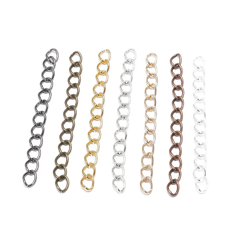 20pcs/lot 50mm 70mm 5x4mm Necklace Extension Chain Bulk Bracelet Extended Chains Tail Extender For DIY Jewelry Making Findings