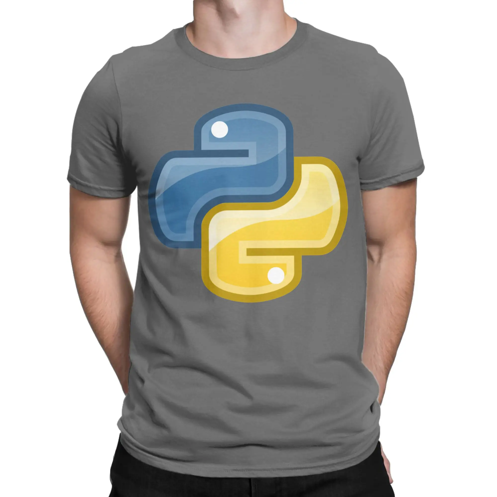 Harajuku Python Logo T Shirt Men's Cotton Short Sleeve Programming Computer Language Programmer Round Neck Summer Top Tee