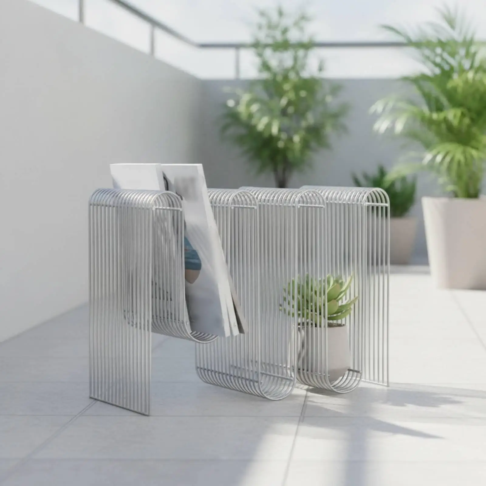 Bookshelf with Wire Frame Metal Book Rack Sculptural for Living Room, Readers