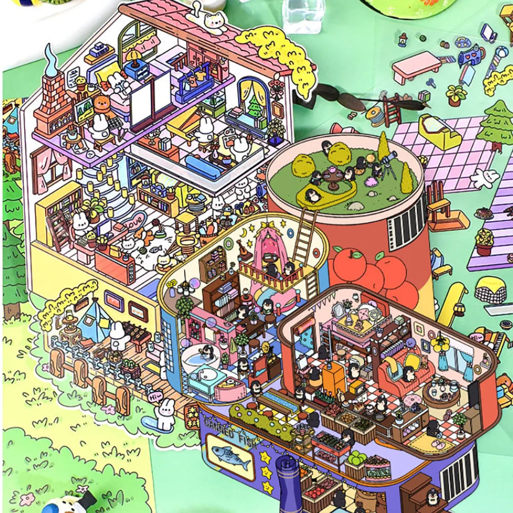 Creative Scene Landscape Stickers 3D Stereoscopic Scene Stacking DIY Decorative Stickers