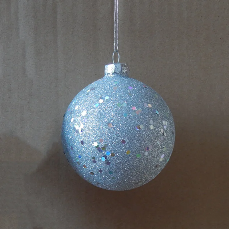 

12pcs/pack Small Size Light Blue Series Surface Sticking Glass Globe Pendant Christmas Tree Hanging Decorative Handmade Ball