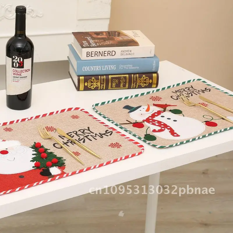 

Christmas table mat decoration household goods cartoon old man linen placemat atmosphere layout gift ornaments