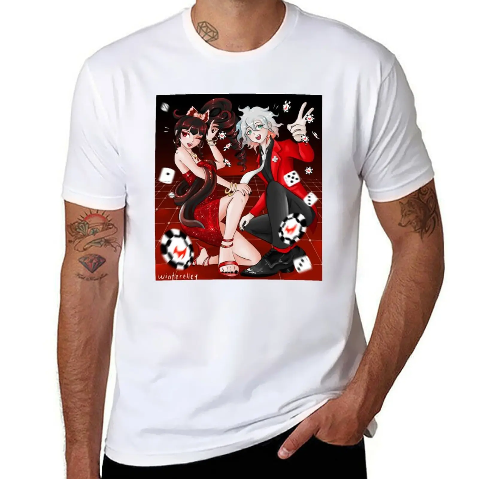 

Celestia Ludenberg and Nagito Komaeda - Casino T-Shirt funny t shirts cotton black cotton t-shirt plain for man package T-Shirt