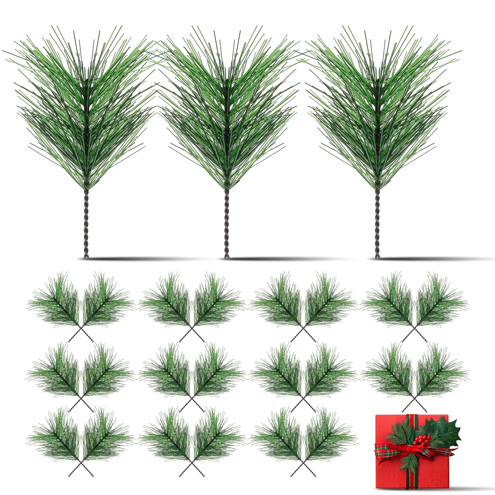 

60pcs Artificial Branches Faux Greenery Stems For Christmas Wreaths Diy Crafts Home Decor Faux Pine Picks Small Pine Twigs