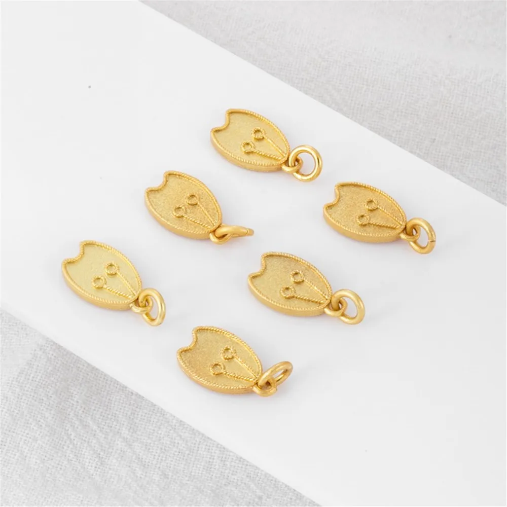 18K Gold Color Double-sided Bud-shaped Pendant, Ancient Gold Bracelet, DIY Jewelry Accessories, 8*13mm