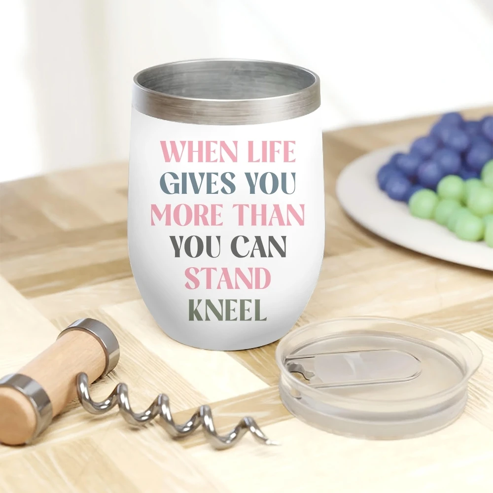 Encouraging Statements Design Vacuum Flasks 12oz Insulated Wine Tumbler Vacuum Coffee Mug Egg Shape Thermos Cup