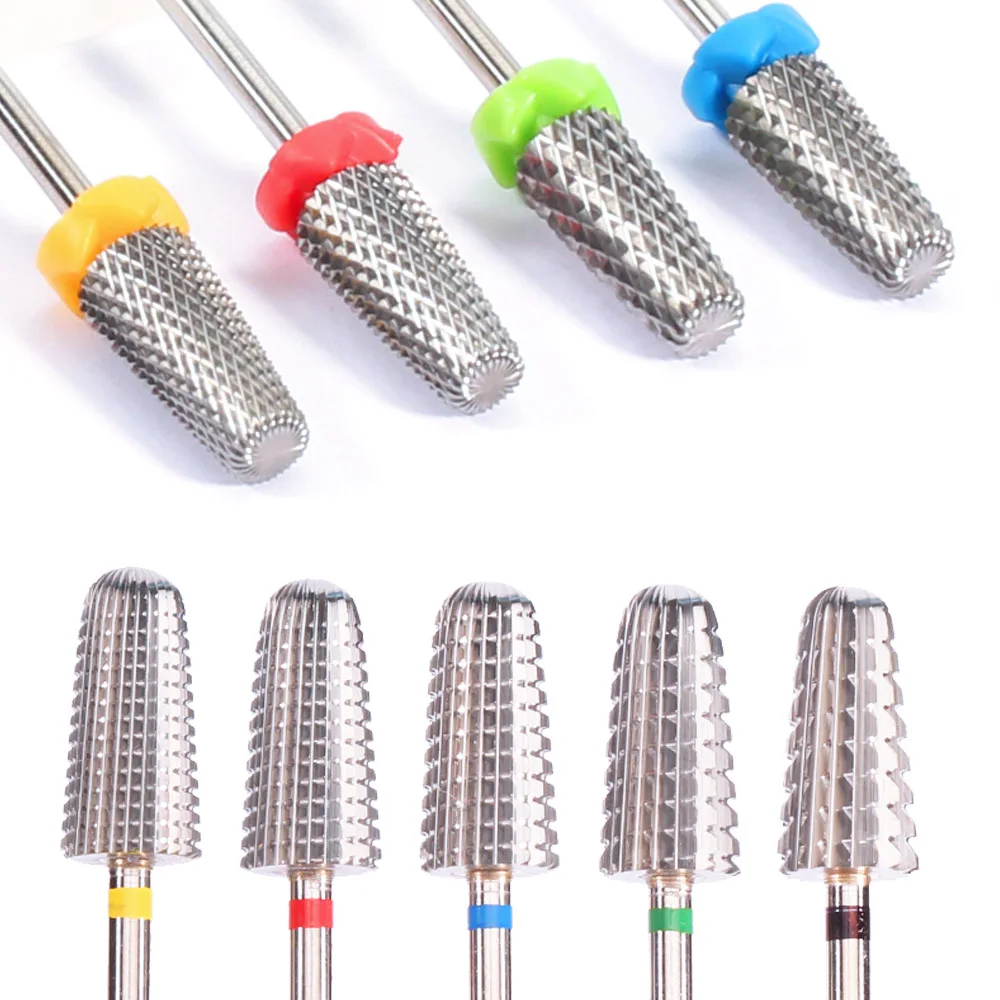 Tungsten Carbide Nail Drill Bit 5 in 1 Milling Cutter for Eletric Manicure Machine Cuticle Clean File Pedicure Tool Accessories