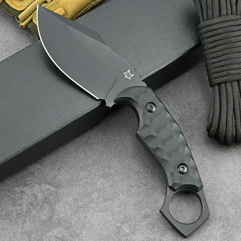 Outdoor small straight knife high hardness adventure wilderness survival knife fruit knife multi-functional self-defense knife