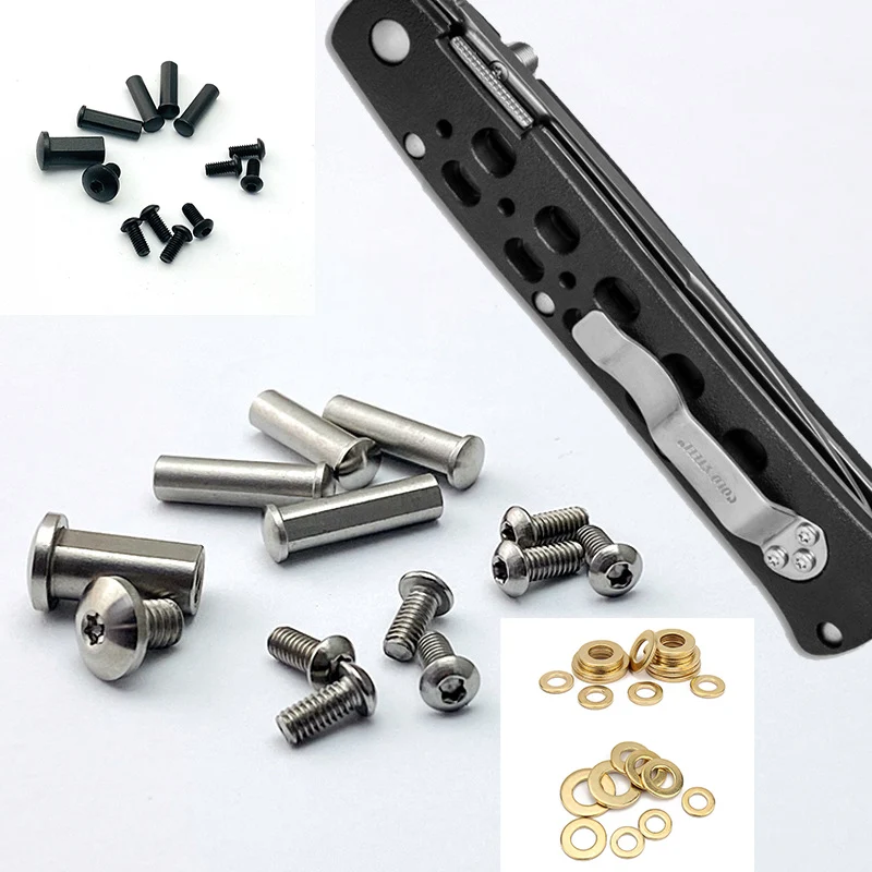CNC Knife Replace Parts Handle Stainless Steel Screws KIT / Brass Washers  for Coldsteel Ti Lite 26SP Knives