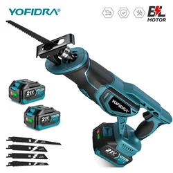 Yofidra Brushless Reciprocating Saw Handsaw Saber Multifunction Saw for Metal Wood Pipe Cutting For Makita 18-21V Battery Pin