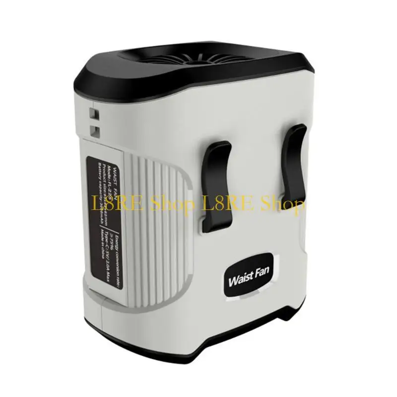 L8RE Waist Fan Clip Fan 4000mAh Quiet Cooling Fan Travel Fan Rechargeable Fan Quiet Desk Fan Suitable for Outdoor Work