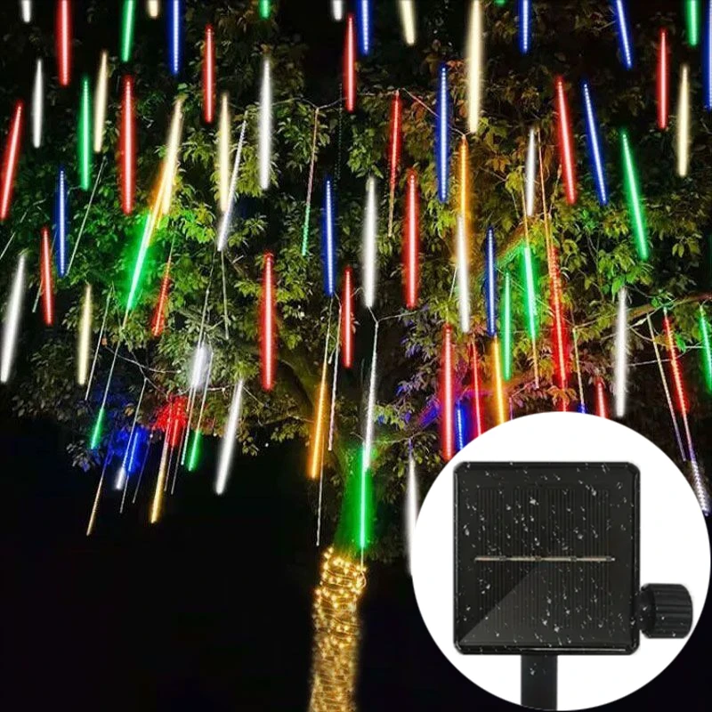 

30/50cm Solar Meteor Shower Rain String Light Garden Light 8 Tubes Christmas Tree Holiday Party Wedding Decoration Holiday Light